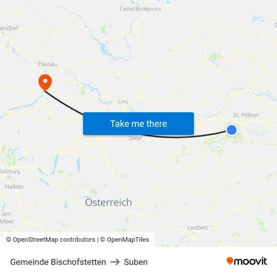Gemeinde Bischofstetten to Suben map
