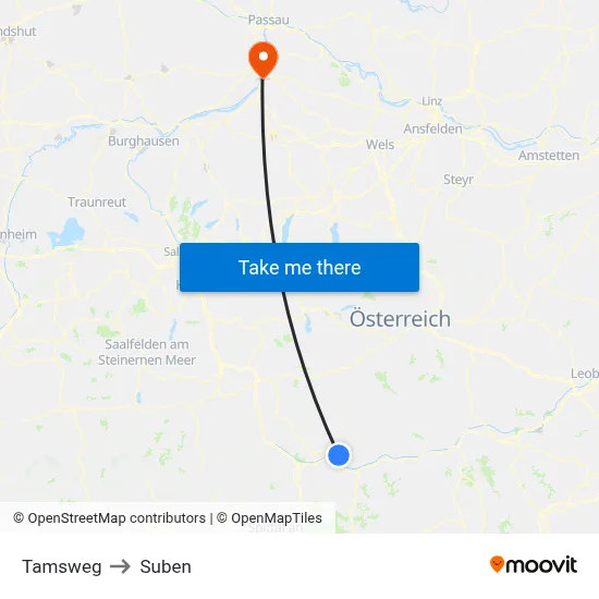 Tamsweg to Suben map