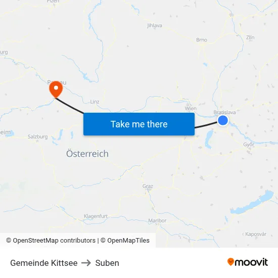 Gemeinde Kittsee to Suben map