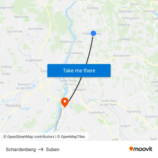 Schardenberg to Suben map