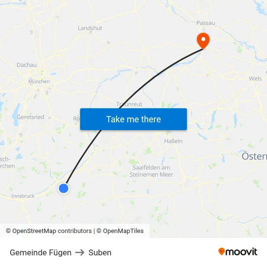 Gemeinde Fügen to Suben map
