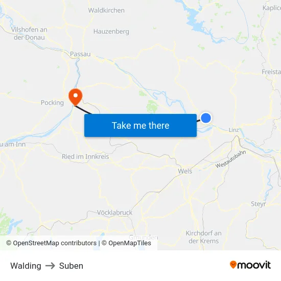 Walding to Suben map