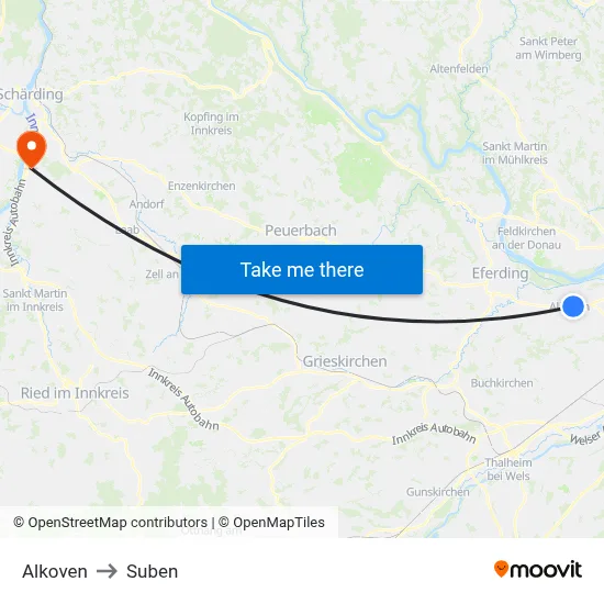 Alkoven to Suben map