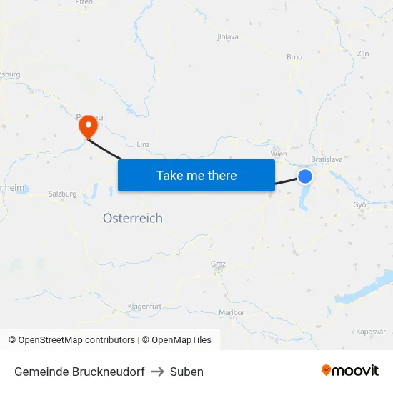Gemeinde Bruckneudorf to Suben map