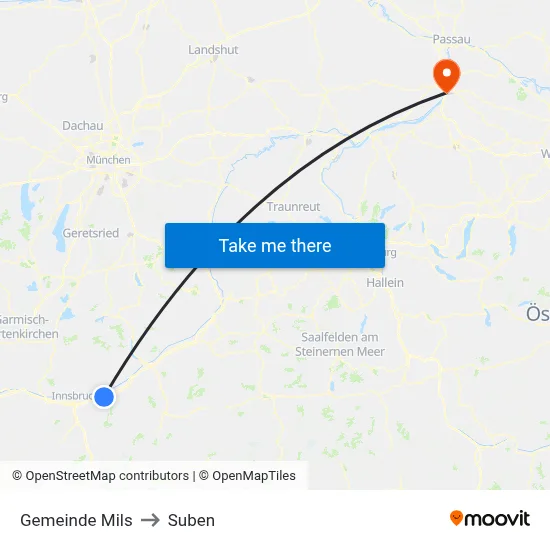 Gemeinde Mils to Suben map