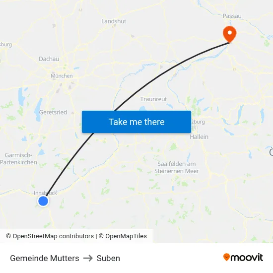 Gemeinde Mutters to Suben map