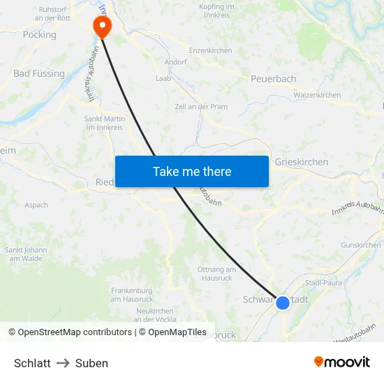 Schlatt to Suben map