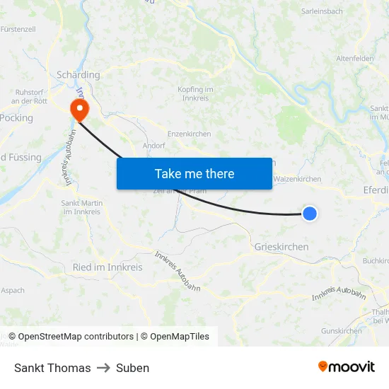 Sankt Thomas to Suben map