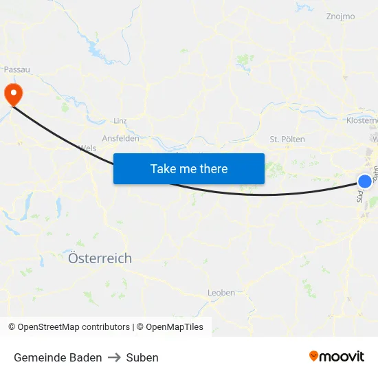 Gemeinde Baden to Suben map