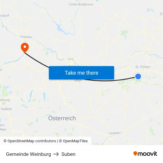 Gemeinde Weinburg to Suben map
