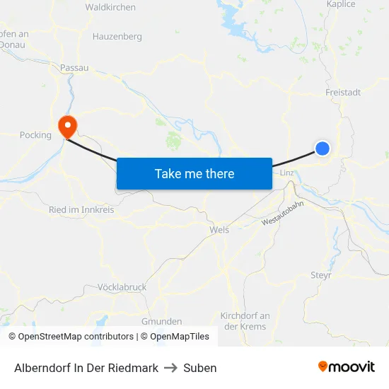 Alberndorf In Der Riedmark to Suben map
