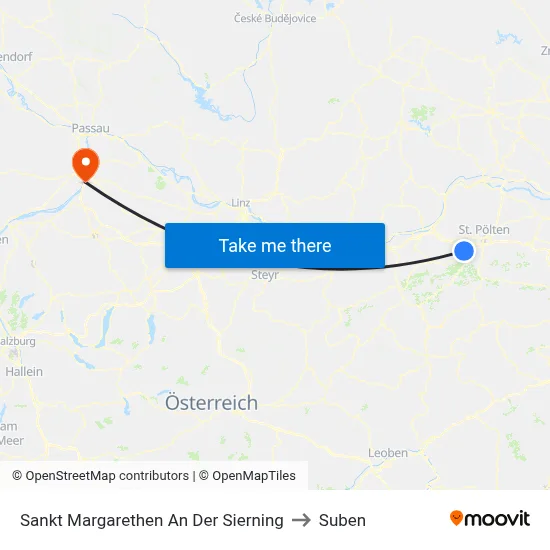 Sankt Margarethen An Der Sierning to Suben map