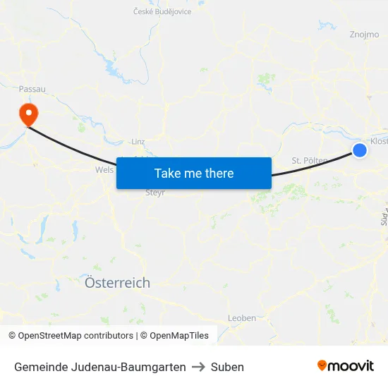 Gemeinde Judenau-Baumgarten to Suben map