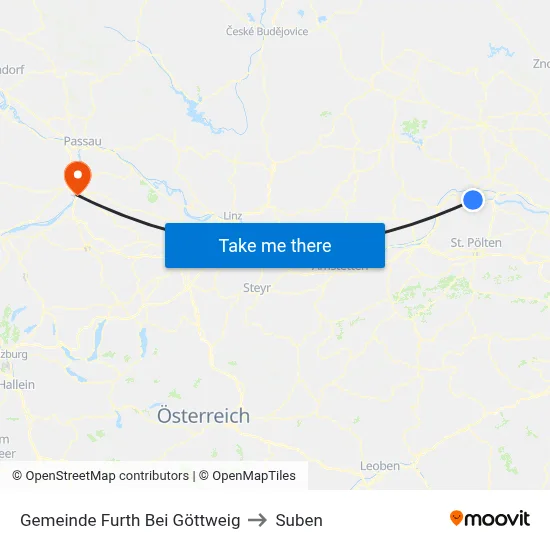 Gemeinde Furth Bei Göttweig to Suben map