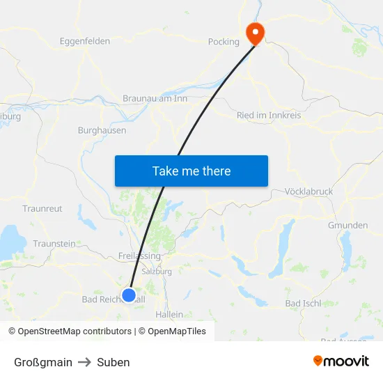 Großgmain to Suben map