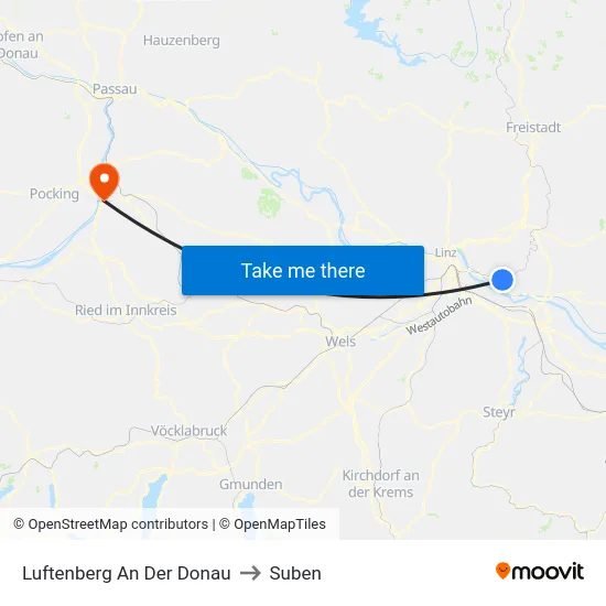Luftenberg An Der Donau to Suben map