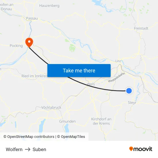 Wolfern to Suben map
