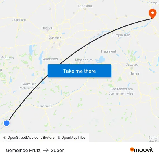 Gemeinde Prutz to Suben map