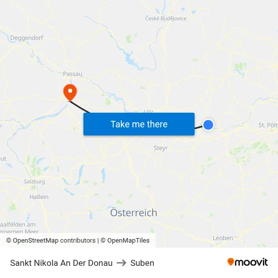 Sankt Nikola An Der Donau to Suben map