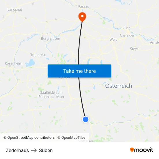 Zederhaus to Suben map