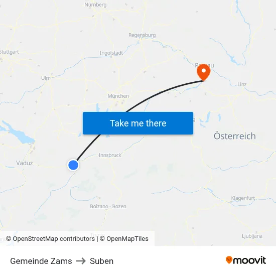 Gemeinde Zams to Suben map