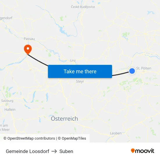 Gemeinde Loosdorf to Suben map