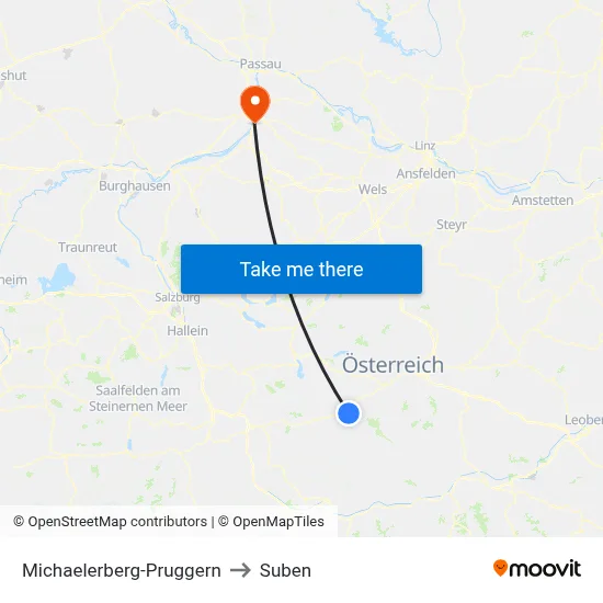 Michaelerberg-Pruggern to Suben map