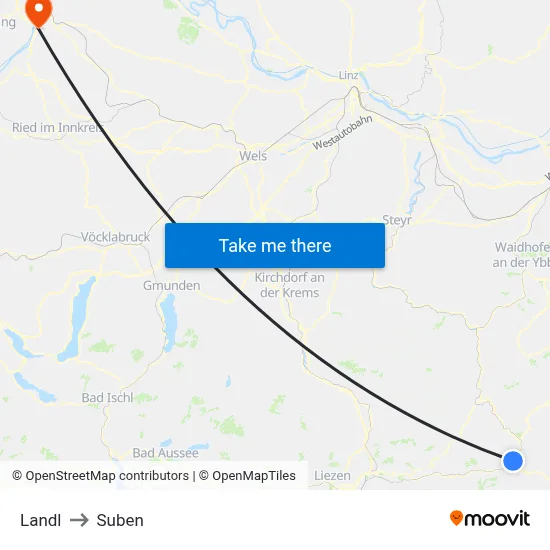 Landl to Suben map
