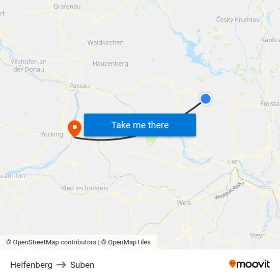 Helfenberg to Suben map