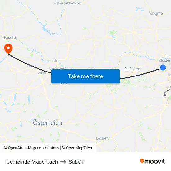 Gemeinde Mauerbach to Suben map