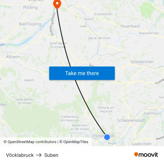 Vöcklabruck to Suben map