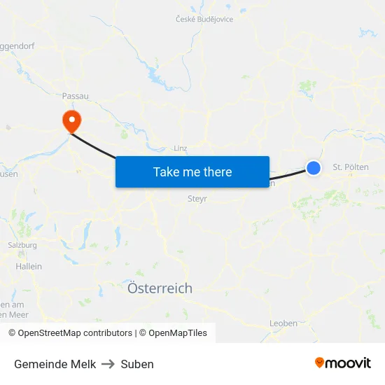 Gemeinde Melk to Suben map