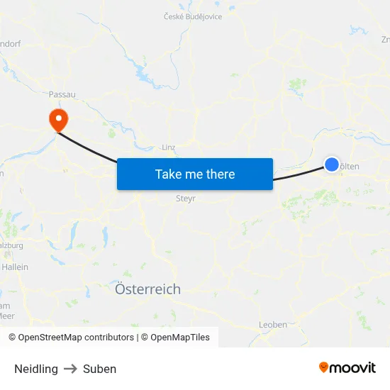 Neidling to Suben map