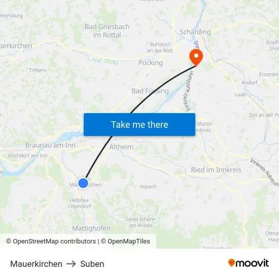 Mauerkirchen to Suben map