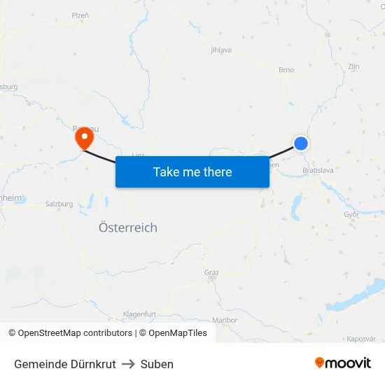 Gemeinde Dürnkrut to Suben map