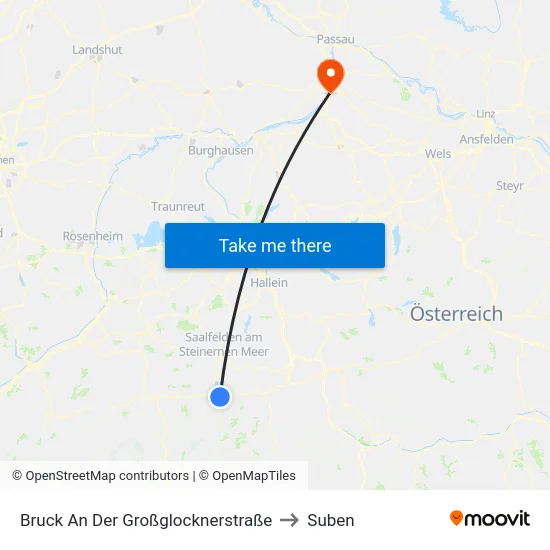Bruck An Der Großglocknerstraße to Suben map