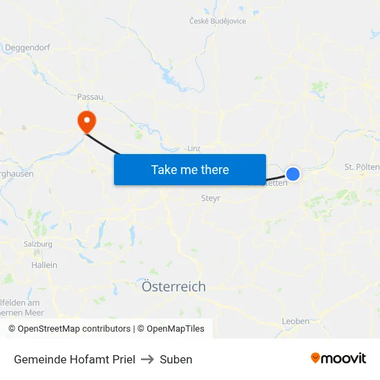 Gemeinde Hofamt Priel to Suben map