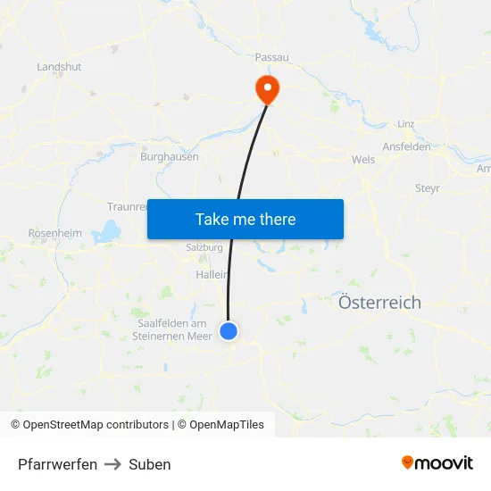 Pfarrwerfen to Suben map