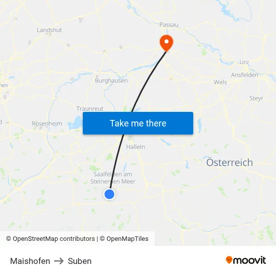 Maishofen to Suben map