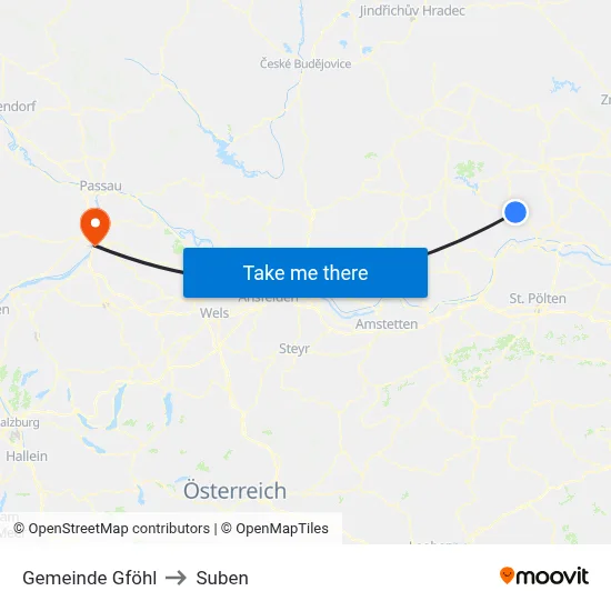 Gemeinde Gföhl to Suben map