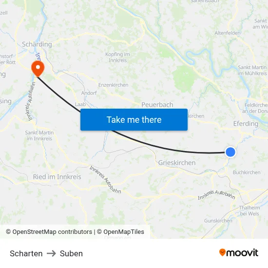 Scharten to Suben map