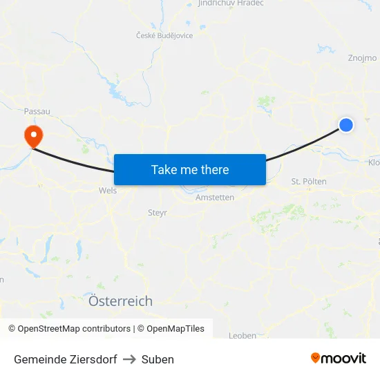 Gemeinde Ziersdorf to Suben map