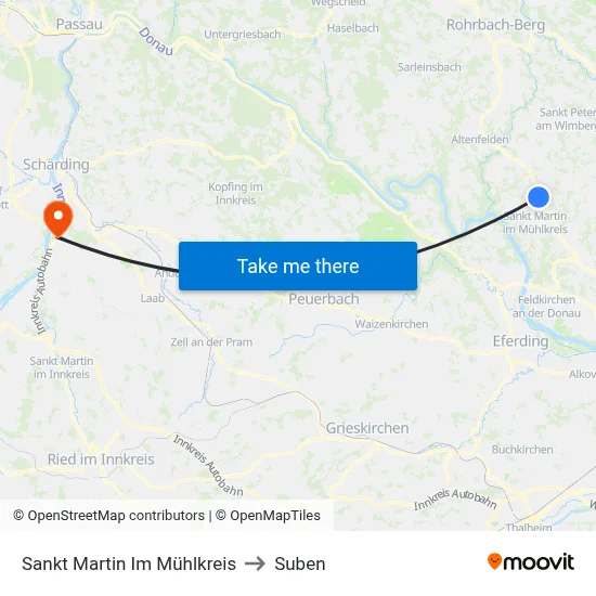 Sankt Martin Im Mühlkreis to Suben map