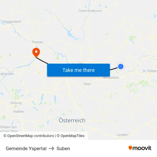 Gemeinde Yspertal to Suben map