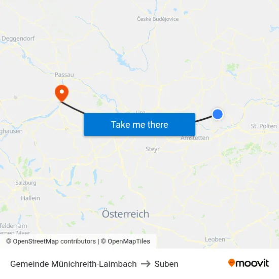 Gemeinde Münichreith-Laimbach to Suben map