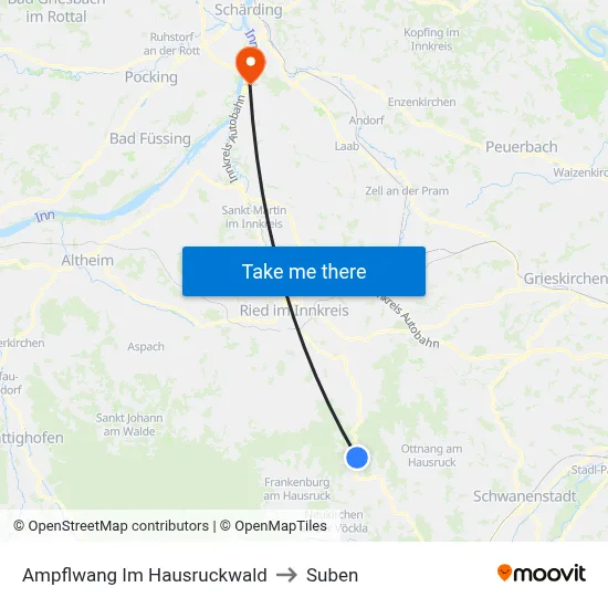 Ampflwang Im Hausruckwald to Suben map