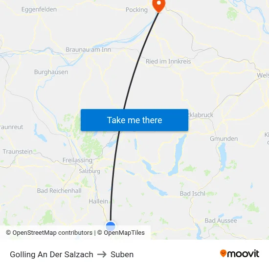 Golling An Der Salzach to Suben map