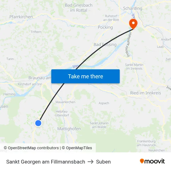 Sankt Georgen am Fillmannsbach to Suben map