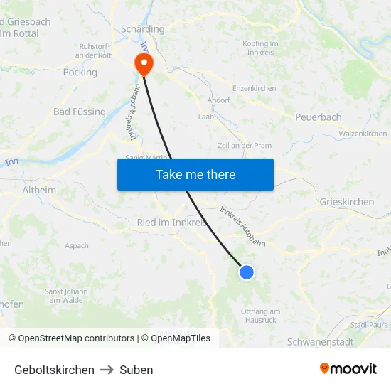 Geboltskirchen to Suben map