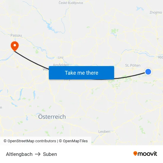 Altlengbach to Suben map